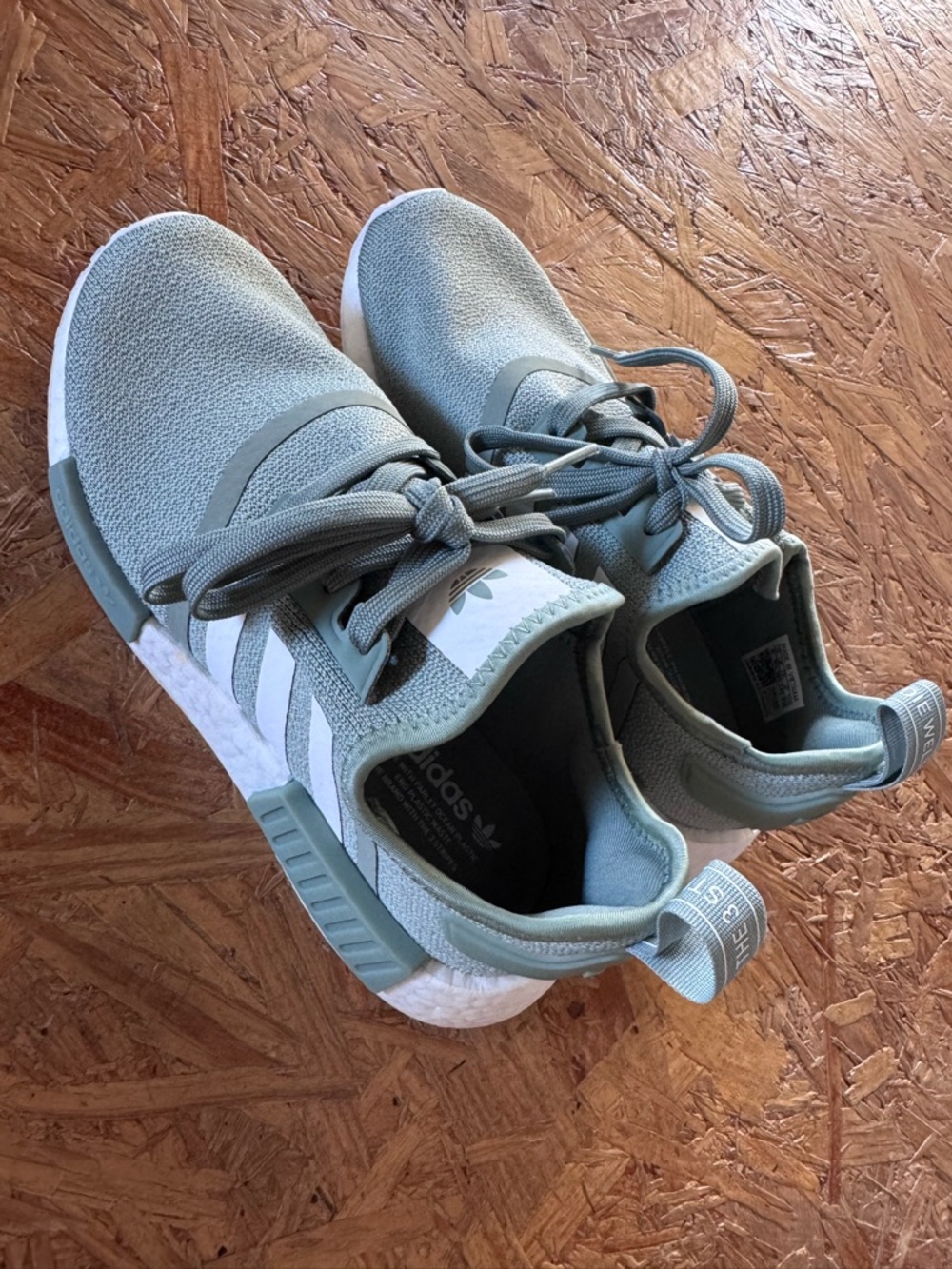 adidas Kids NMD R1 Sneakers in Sage Green and White